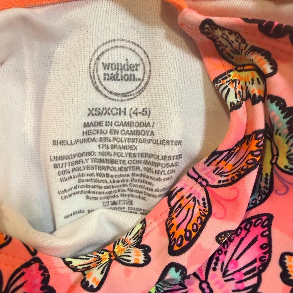 Wonder Nation Pink Butterfly Kids Swim One Piece